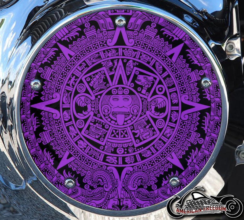 Custom Derby Cover - Aztec Calendar (Purple)